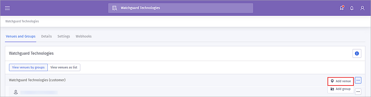 Screenshot of the Purple Wi-Fi Management page
